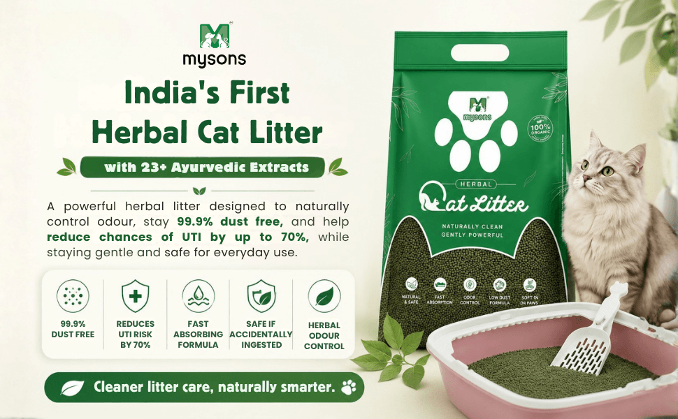 MySons Cat Litter Herbal 5kg | Fast Clumping Cat Litter with Odour Control | Low Dust Premium Cat Toilet Sand | Gentle on Paws | Easy Cleanup for Cats & Kittens - Image 2