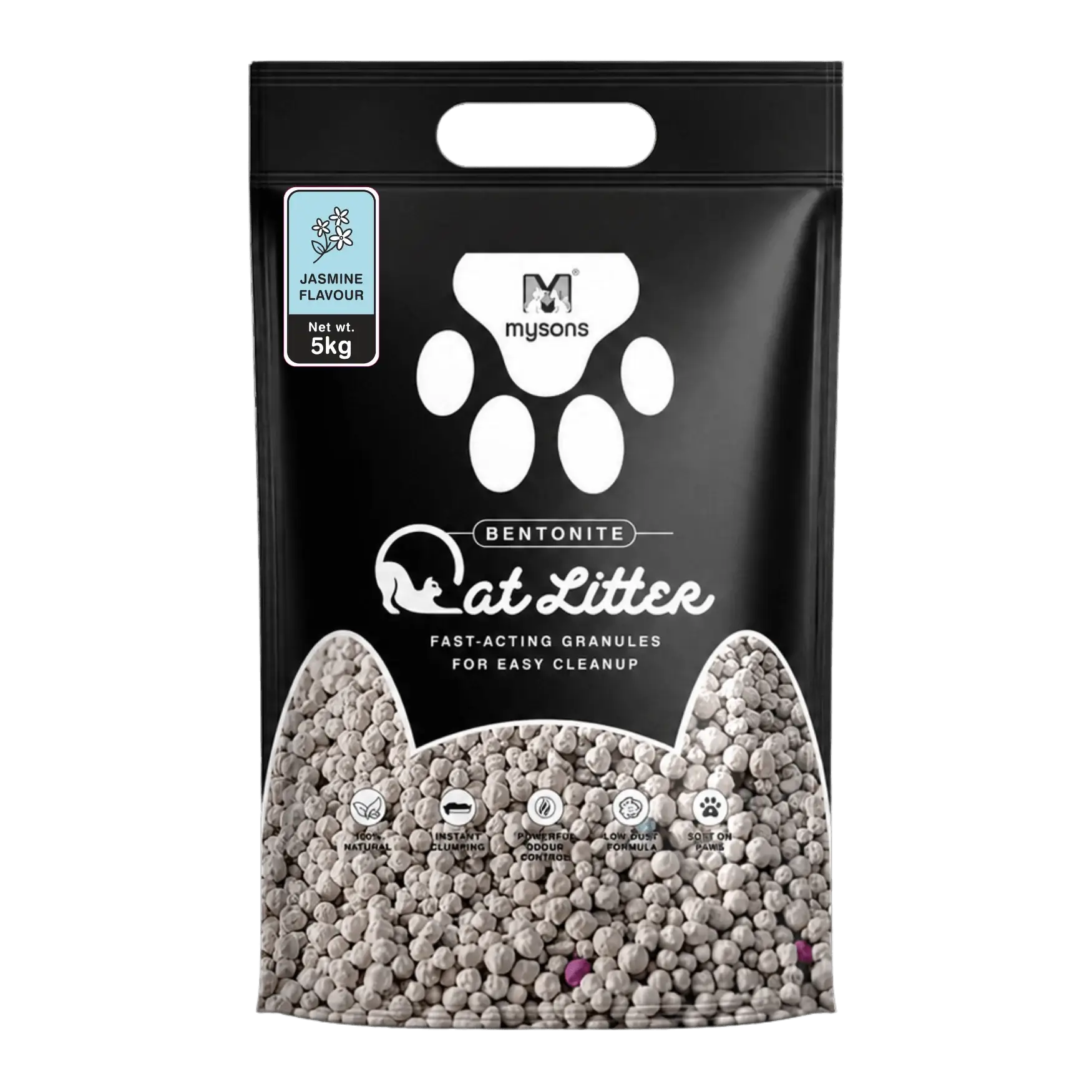 MySons Cat Litter Sand 5kg | Fast Clumping Cat Litter with Odour Control | Low Dust Premium Cat Toilet Sand | Gentle on Paws | Easy Cleanup for Cats & Kittens - Image 2