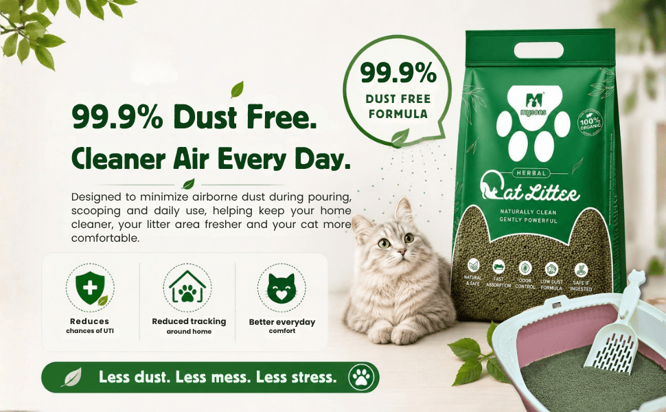 MySons Cat Litter Herbal 5kg | Fast Clumping Cat Litter with Odour Control | Low Dust Premium Cat Toilet Sand | Gentle on Paws | Easy Cleanup for Cats & Kittens - Image 4