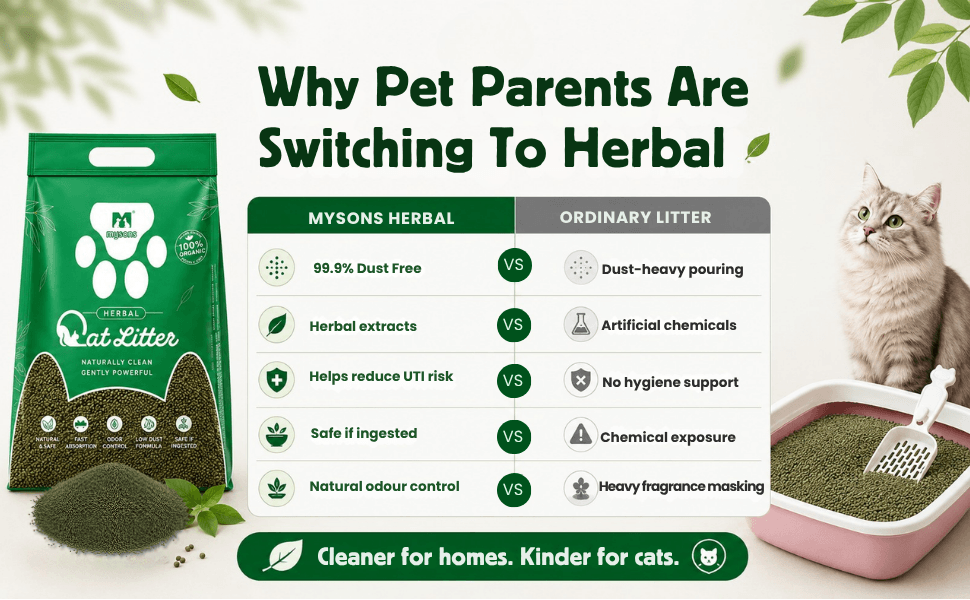 MySons Cat Litter Herbal 5kg | Fast Clumping Cat Litter with Odour Control | Low Dust Premium Cat Toilet Sand | Gentle on Paws | Easy Cleanup for Cats & Kittens - Image 6